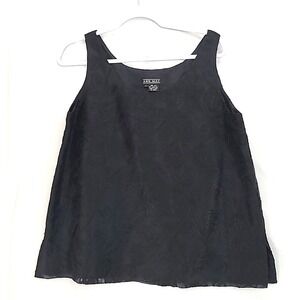 Ann May 100% Silk Tank Top Floral Embroidery Business Capsule Office
